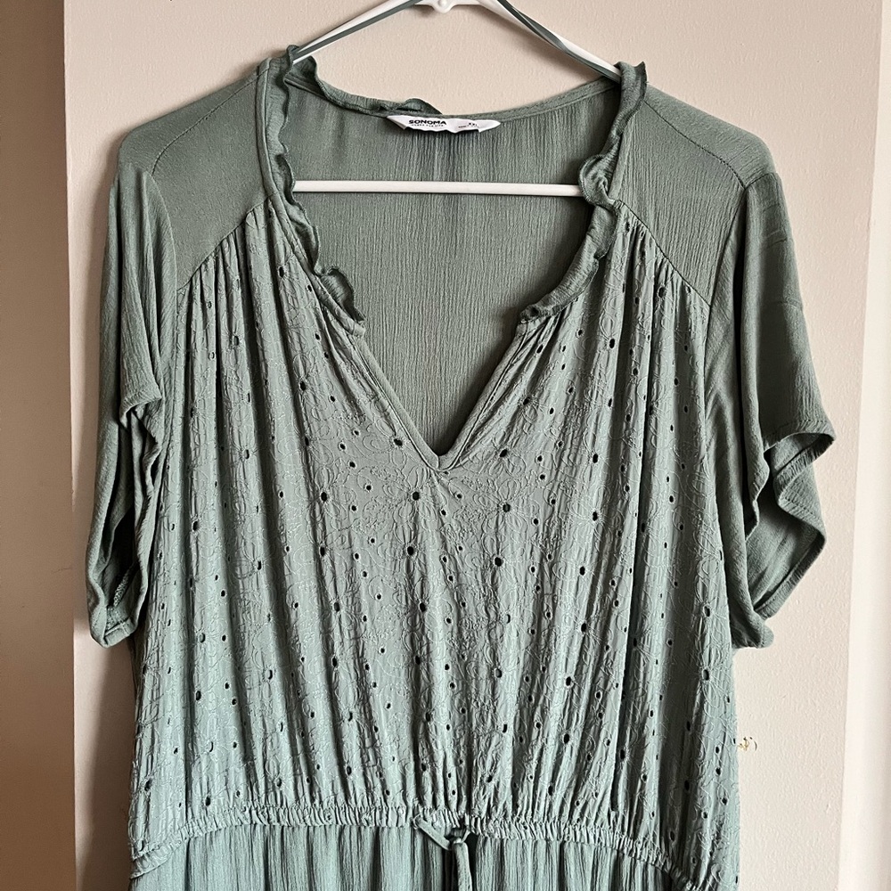 Light Sage Maxi Style Peasant Dress